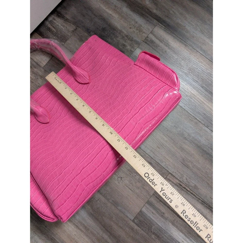 NWT NEW Diane Gilman Tote Faux Crocodile Leather Hot Pink XL Tote Bag Purse - Picture 11 of 13